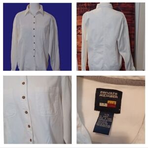 💫White Button-Up Shirt With Pockets